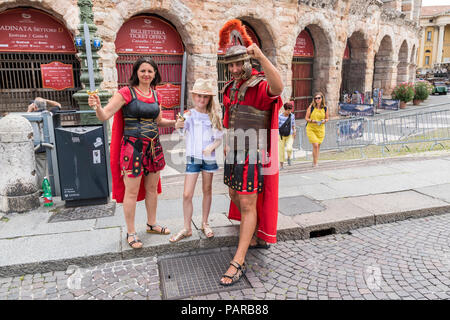 Roman gladiator, street performer, outside amphitheater area, piazza bra, verona italy europe Stock Photo