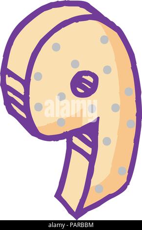 cute number nine icon over white background, vector illustration Stock Vector