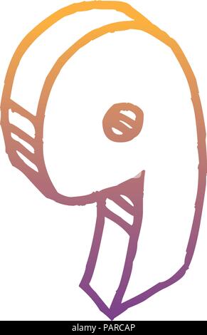 cute number nine icon over white background, vector illustration Stock Vector