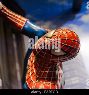 AMSTERDAM, NETHERLANDS - JUN 1, 2015: Spiderman in the Madame Tussauds museum in Amsterdam. Spider man is a fictional character created by Stan Lee Stock Photo