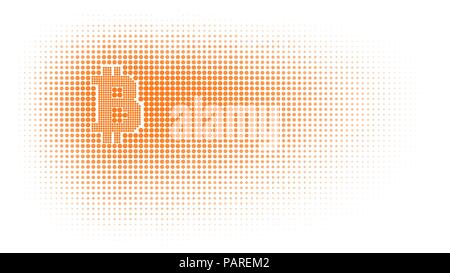 simple pattern, orange symbols of bitcoin on white background, vector illustration. halftone Stock Vector