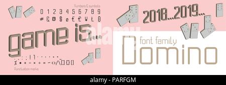 Domino style decorative alphabet, typeface. Pop art font for slogan graphic print, hipster fashion, geometric pattern, vintage poster Stock Vector