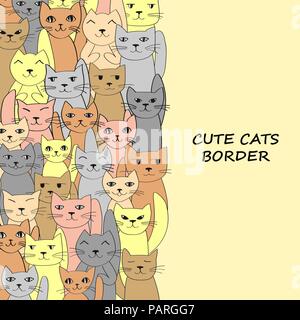 Vertical cats banner with place for text. Vektor illustration Stock Vector