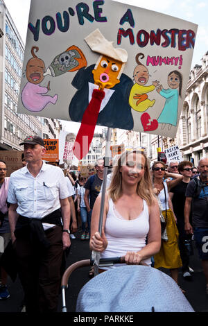 Anti Trump protest during his London visit. Central London July 13 2018 Stock Photo