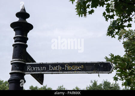 Street signs and information boards in the Lancashire city town of Lancaster, UK Stock Photo