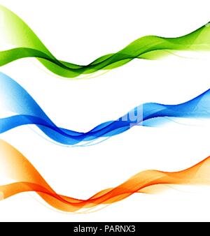 set of abstract color wave smoke transparent wavy design Stock Vector