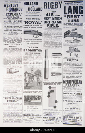 Adverts for British Guns. From an old magazine during the 1914-1918 period. UK GB Stock Photo