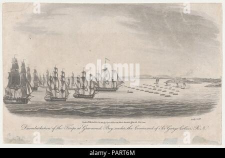 Disembarkation of the Troops at Gravesend Bay under the Command of General Collier, R.N. (August 22, 1776). Artist: John Baily (British, active 1798-1820). Dimensions: sheet: 5 7/8 x 9 in. (14.9 x 22.9 cm). Publisher: Joyce Gold (London). Date: November 30, 1814. Museum: Metropolitan Museum of Art, New York, USA. Stock Photo