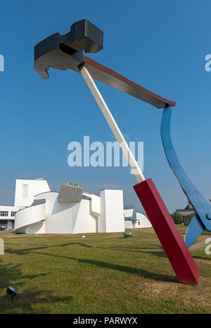 Balancing Tools sculpture by Claes Oldenburg & Coosje van Bruggen in front of Vitra Design Museum in Weil am Rhein, Germany Stock Photo