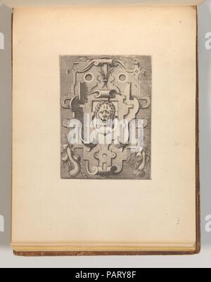 Targhe ed altri ornati di varie e capricciose invenzioni (Cartouches and other ornaments of various and capricious invention, page 36). Artist: After Georges Reverdy (French, active Lyon, 1529-57); After Jacob Floris (1524-1581). Dimensions: Sheet: 7 7/8 × 10 5/16 in. (20 × 26.2 cm)  Plate: 5 1/8 × 11 13/16 in. (13 × 30 cm)  Overall: 8 1/4 × 10 5/8 in. (21 × 27 cm). Publisher: Carlo Losi (Italian, 1757- after 1805). Date: 1773.  Page from an album with 54 prints, 40 of which come from a series published by Carlo Losi in Rome in 1773. For some reason often overlooked, these prints actually repr Stock Photo