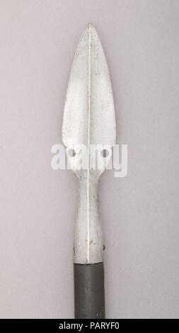 Boar Spear. Culture: German. Dimensions: L. 86 3/4 in. (220.4 cm); L. of head 12 7/8 in. (32.7 cm.); W. 3 in. (7.6 cm); Wt. 3 lb. 13 oz. (1729.3 g). Date: ca. 1550. Museum: Metropolitan Museum of Art, New York, USA. Stock Photo