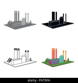 Processing factory. Factory and industry single icon in cartoon style isometric vector symbol stock illustration . Stock Vector