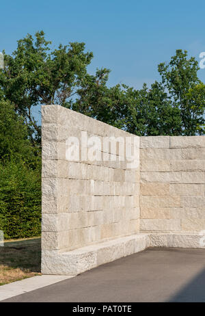 Architectural detail of granite wall of Álvaro Siza Promenade, Vitra Campus in Weil am Rhein, Germany Stock Photo