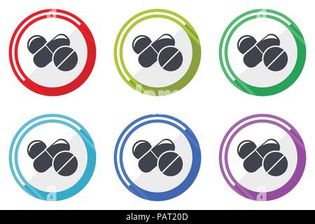 Medicine vector icon set. Colorful flat design web icons on white background in eps 10. Stock Vector