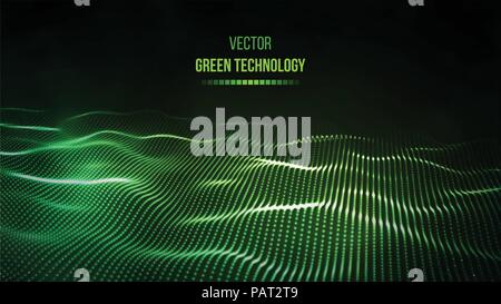 Green technology background. Green energy vector illustration eps10. Team communication concept green background. Vector presentation tech background. Stock Vector