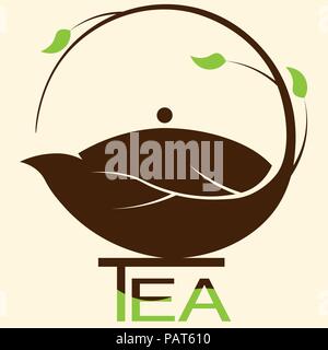 tea teapot green tea minimalist logo Stock Vector