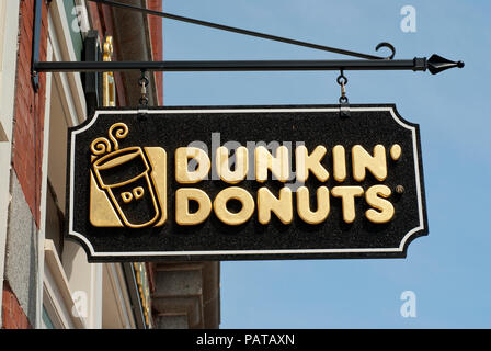 Dunkin' Donuts sign, Salem, Essex County, Massachusetts, USA Stock Photo