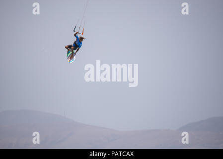 33. Fuerteventura World Cup 2018. GKA Kitesurf Strapless Freestyle. 2018.07.21. Playa Sotavento. Stock Photo