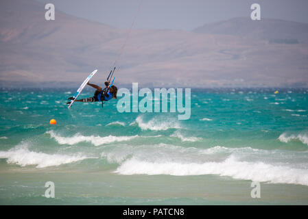 33. Fuerteventura World Cup 2018. GKA Kitesurf Strapless Freestyle. 2018.07.21. Playa Sotavento. Stock Photo