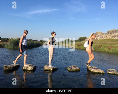 Ogmore castle stepping stones. Stock Photo