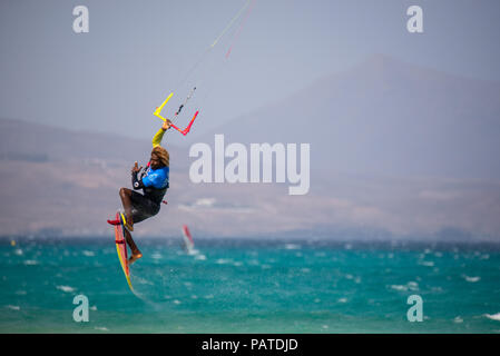 33. Fuerteventura World Cup 2018. GKA Kitesurf Strapless Freestyle. 2018.07.21. Playa Sotavento. Stock Photo