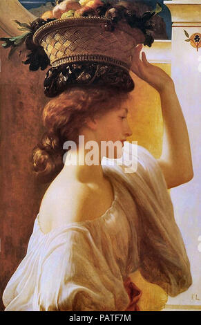 Leighton  Frederic - Eucharis - a Girl with a Basket of Fruit Stock Photo