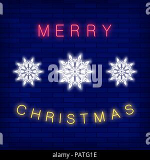 Merry Christmas Colorful Neon Sign Stock Vector