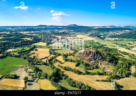 Landscape of the Massif Central near Le Puy-en-Velay. A highland region in France Stock Photo
