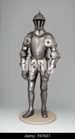 Armor, 16th century and later, German, Steel, brass, leather, Wt. 41 lb. 9  oz. (18.85 kg); Wt. of helmet 10 lb. 8 oz. (4.75 kg Stock Photo - Alamy