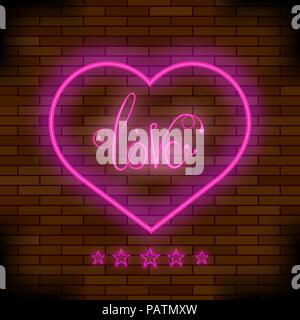 Pink Neon Love Sign Stock Vector