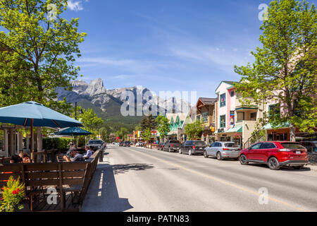 The town of Canmore on the western edge of the Rocky Mountains, Alberta, Canada Stock Photo