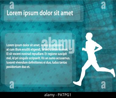 runner silhouette on the abstract background - vector Stock Vector