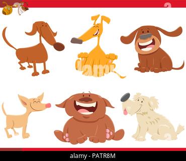 Cartoon Illustration of Happy Dogs Animal Characters Set Stock Vector