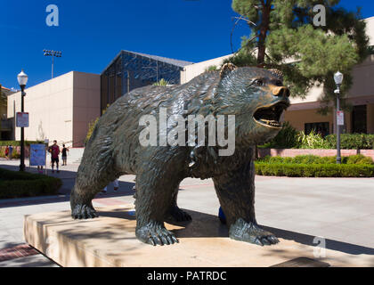 LOS ANGELES, CA/USA - OCTOBER 4, 2014: The Bruin Bear Statue at UCLA on the campus of UCLA. Stock Photo