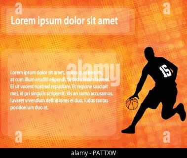 basketball player silhouette on the abstract background - vector Stock Vector