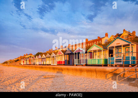 Beach huts in early morning light at Southwold, Suffolk. Stock Photo