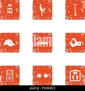 Sport captain icons set, grunge style Stock Vector