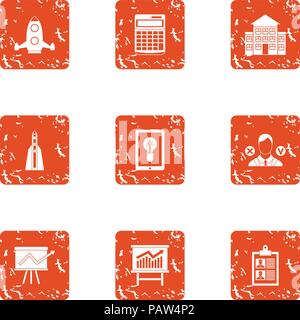 Activity plan icons set, grunge style Stock Vector