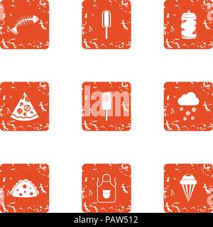 Saloon icons set, grunge style Stock Vector