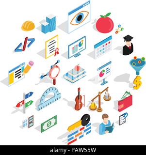 Computation icons set, isometric style Stock Vector