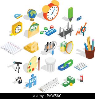 Compute icons set, isometric style Stock Vector
