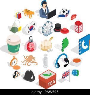 Excellent health icons set, isometric style Stock Vector