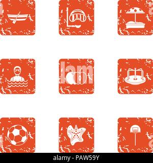 Amateur sport icons set, grunge style Stock Vector