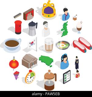 Life of ease icons set, isometric style Stock Vector