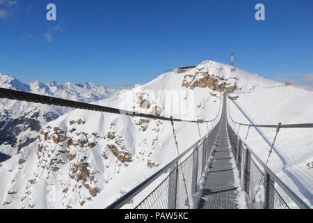 Stubnerkogel suspension bridge. Bad Gastein, Austria. Ski resort in Europe. High Tauern (Hohe Tauern) mountain range in Alps. Stock Photo