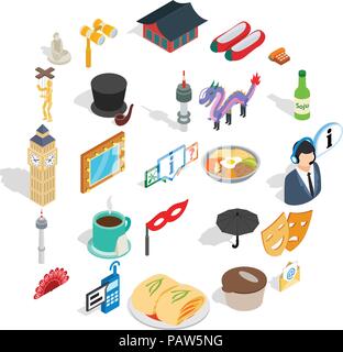 Measured life icons set, isometric style Stock Vector
