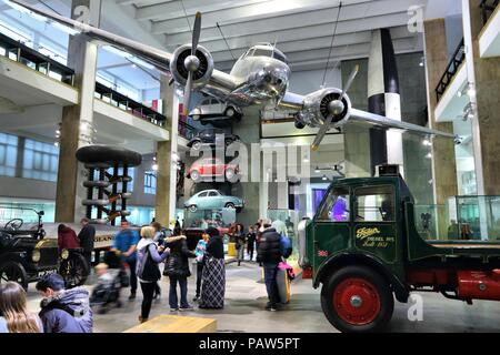 LONDON, UK - APRIL 22, 2016: Visitors admire London Science Museum, UK. With almost 2.8 million annual visitors it is the 5th most visited museum in t Stock Photo