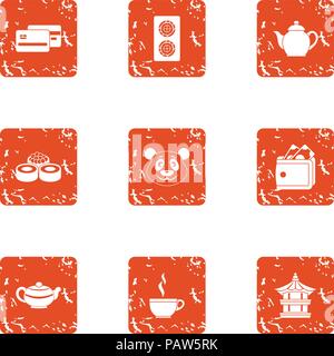 Refreshment icons set, grunge style Stock Vector