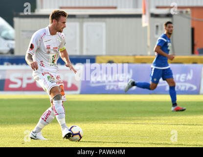 Wolfsberger, Austria, 24 July 2018. WAC's captain Sollbauerduring the pre season friendly football match between RZ Pellets WAC and Udinese Calcio at Lavanttal Arena. photo Simone Ferraro / Alamy Live News Stock Photo