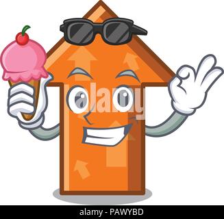 With ice cream arrow character cartoon style Stock Vector